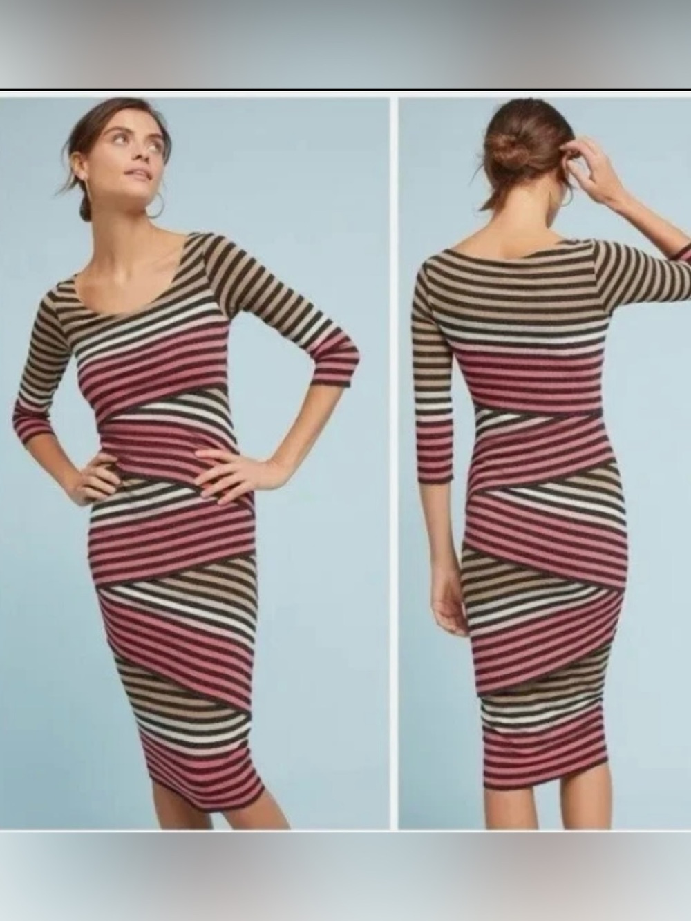Bailey 44 Anthropologie Striped Knit Column Midi Dress - Size Medium